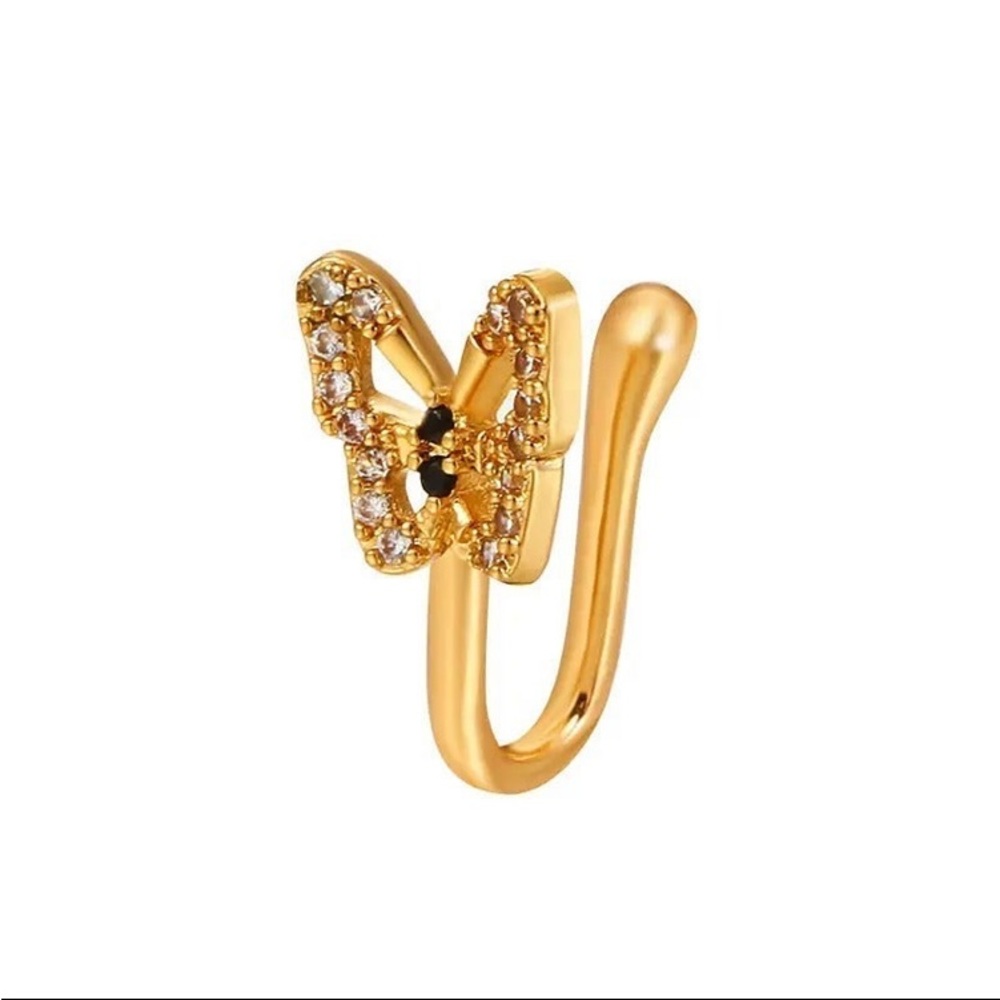 GOLD DIAMOND BUTTERFLY NOSE RING